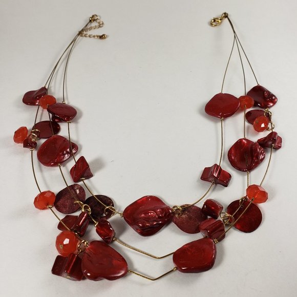Jewelry - Style & Co Red Shell Multi-Row Statement Necklace